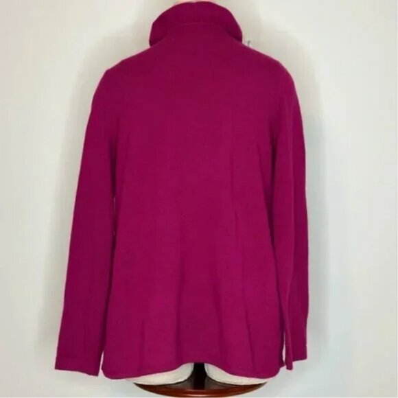 Jones New York Cashmere Ruffle Open Front Cardigan Fuschia Colored Size Medium - Picture 2 of 8